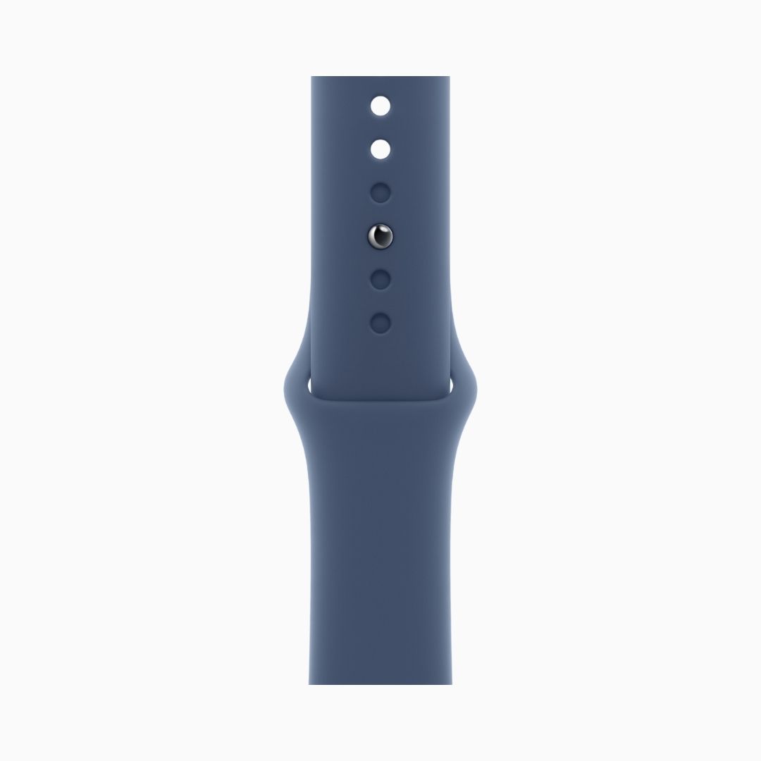 Alternative view of Apple Watch Series 10 GPS • Caixa prateada de alumínio – 42 mm • Pulseira esportiva denim – P/M