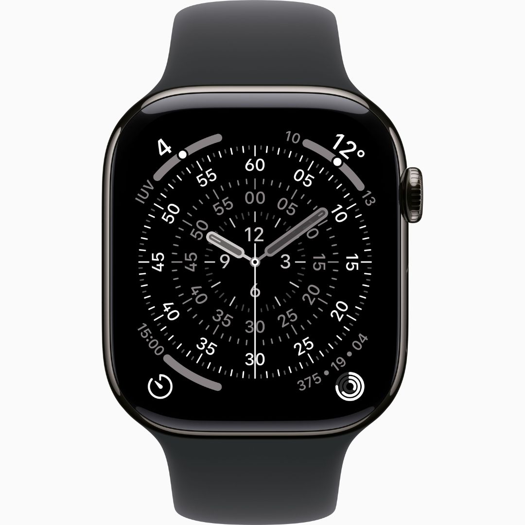 Alternative view of Apple Watch Series 11 Caixa de Titânio Ardósia com Pulseira Esportiva Preta