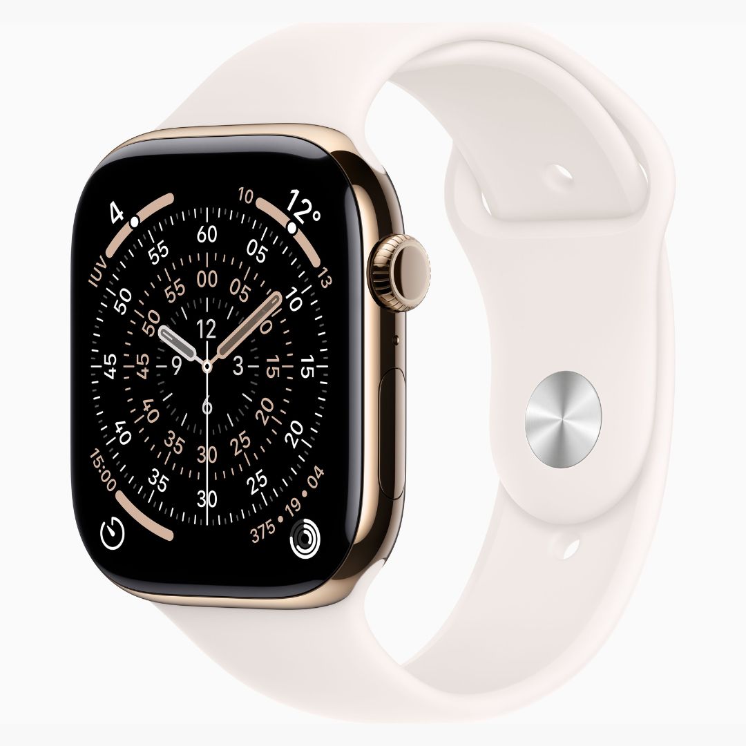 Apple Watch Series 11 Caixa de Titânio Dourada com Pulseira Esportiva Blush-clara