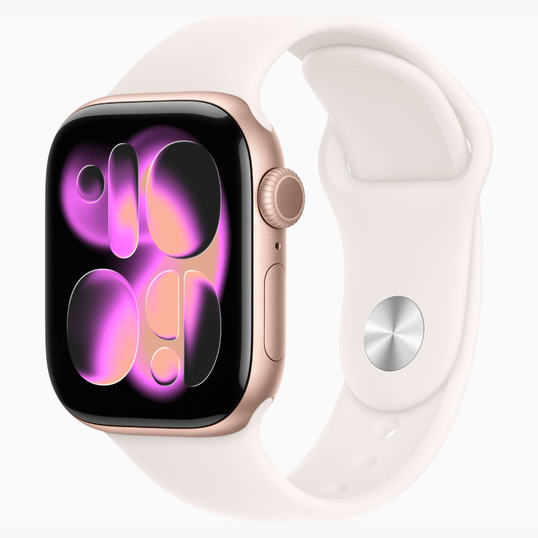 Apple Watch Series 11 Caixa de Alumínio Cor de Ouro Rosa com Pulseira Esportiva Blush-clara