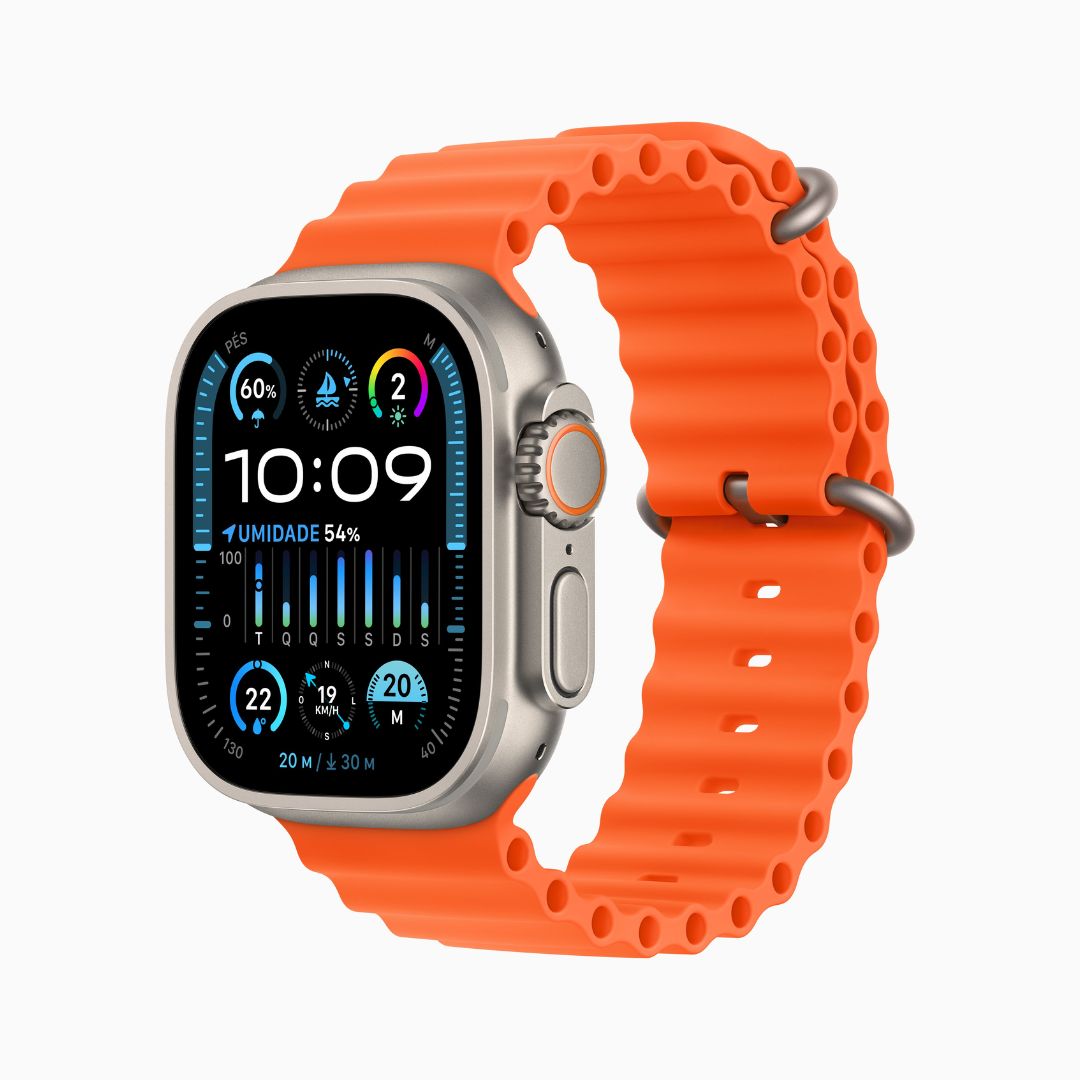Apple Watch Ultra 2 Wi-Fi 4 Bluetooth 5.3 Caixa de titânio de 49 mm • Pulseira Oceano laranja