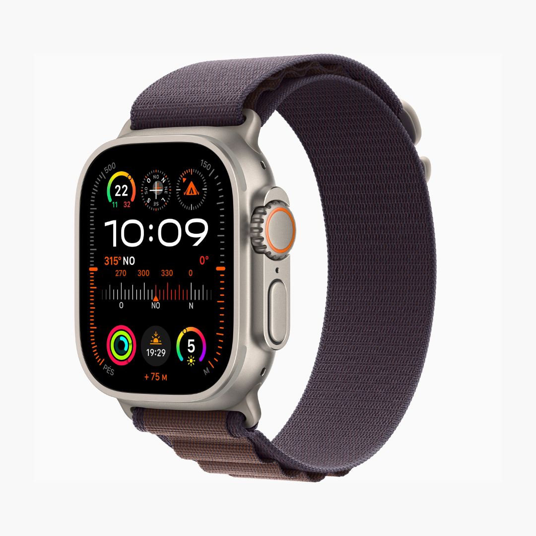 Apple Watch Ultra 2 Wi-Fi 4 Bluetooth 5.3 Caixa de titânio de 49 mm • Pulseira loop Alpina índigo