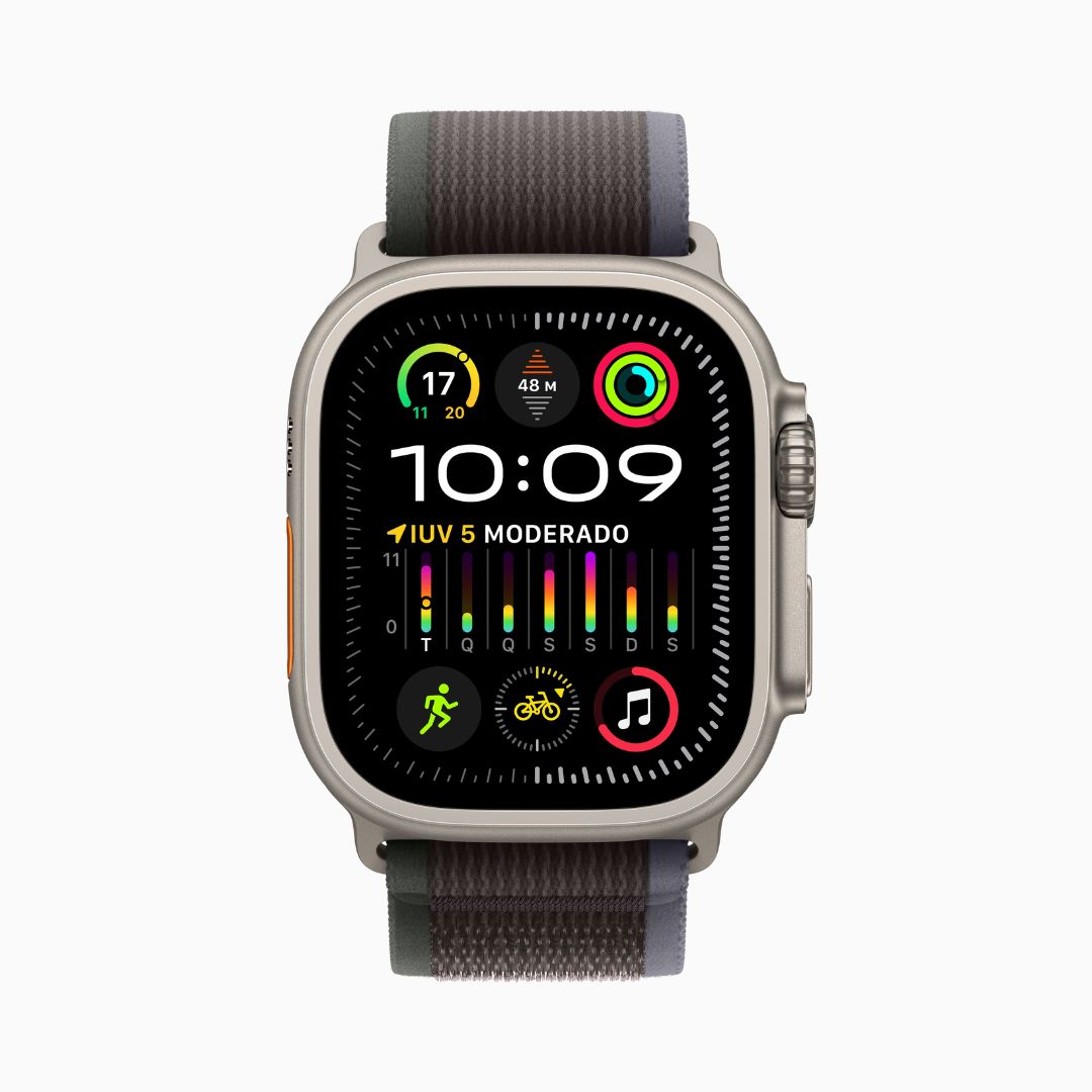 Alternative view of Apple Watch Ultra 2 Wi-Fi 4 Bluetooth 5.3 Caixa de titânio de 49 mm • Pulseira loop Alpina azul