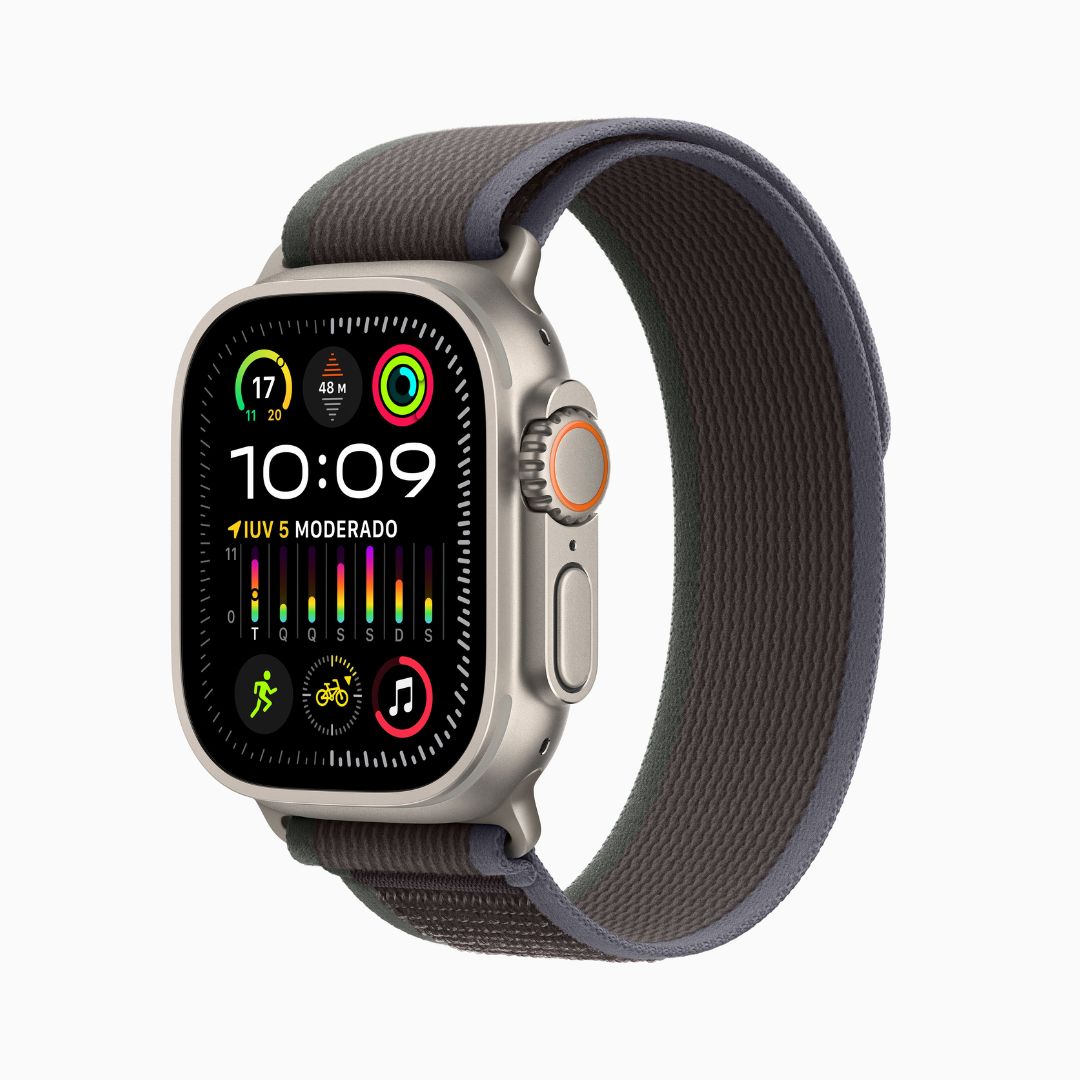 Apple Watch Ultra 2 Wi-Fi 4 Bluetooth 5.3 Caixa de titânio de 49 mm • Pulseira loop Trail azul/preta