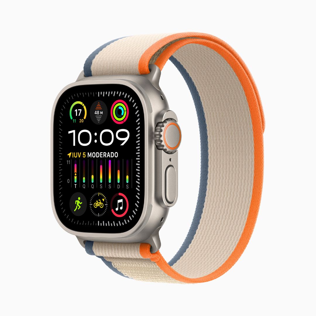 Apple Watch Ultra 2 Wi-Fi 4 Bluetooth 5.3 Caixa de titânio de 49 mm • Pulseira loop Trail laranja/bege