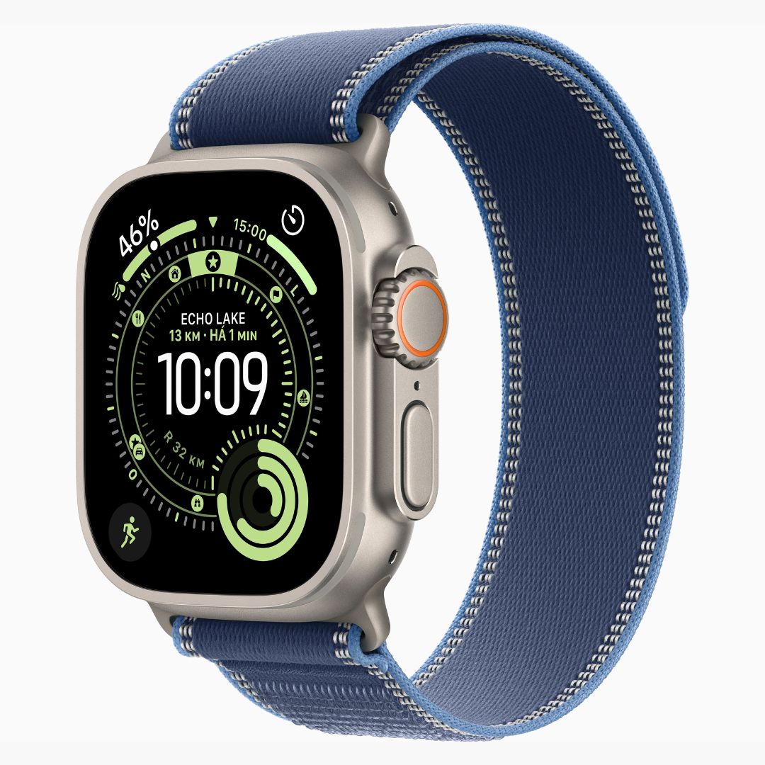 Apple Watch Ultra 3 Caixa de Titânio Natural com Pulseira Loop Trail Azul