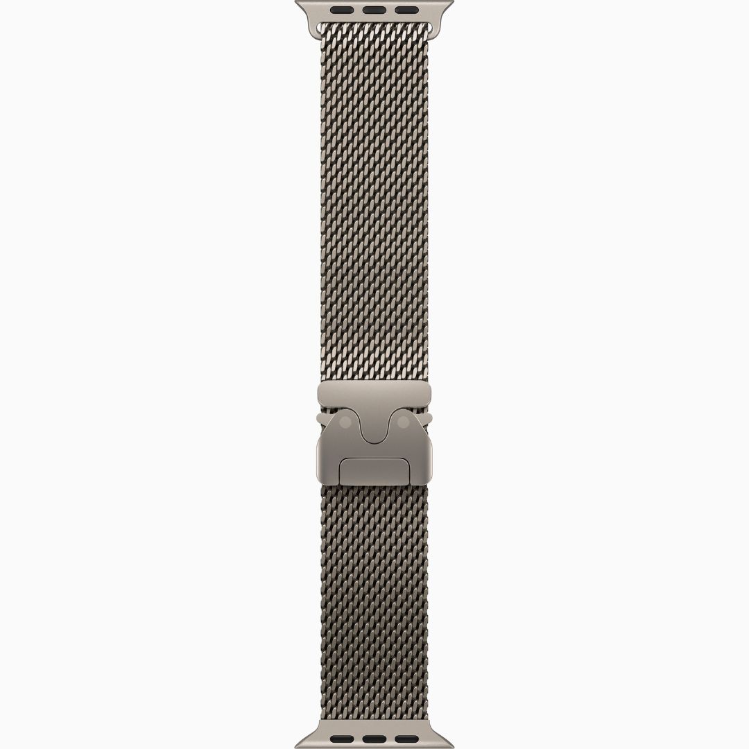 Alternative view of Apple Watch Ultra 3 Caixa de Titânio Natural com Pulseira Milanês de Titânio Natural