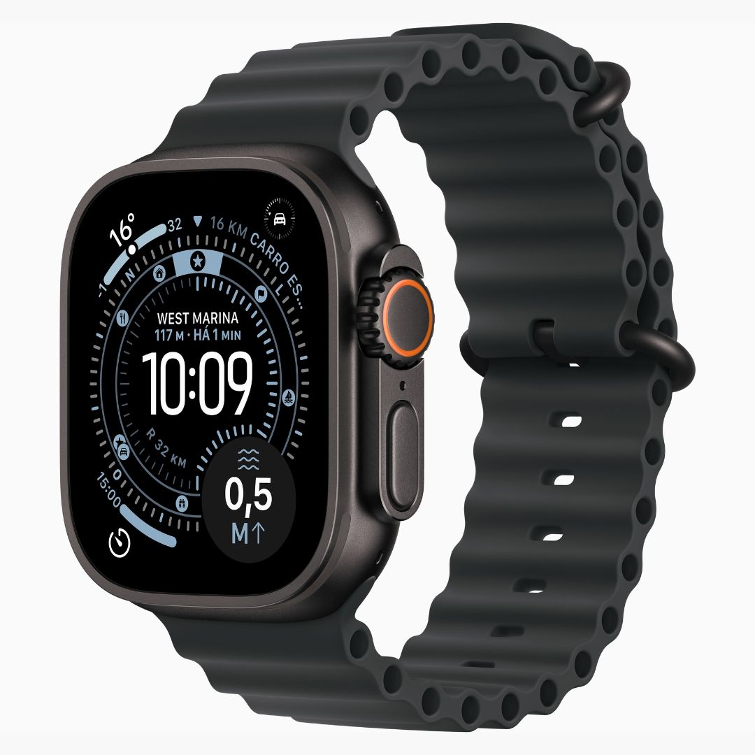 Apple Watch Ultra 3 Caixa de Titânio Preta com Pulseira Oceano Preta