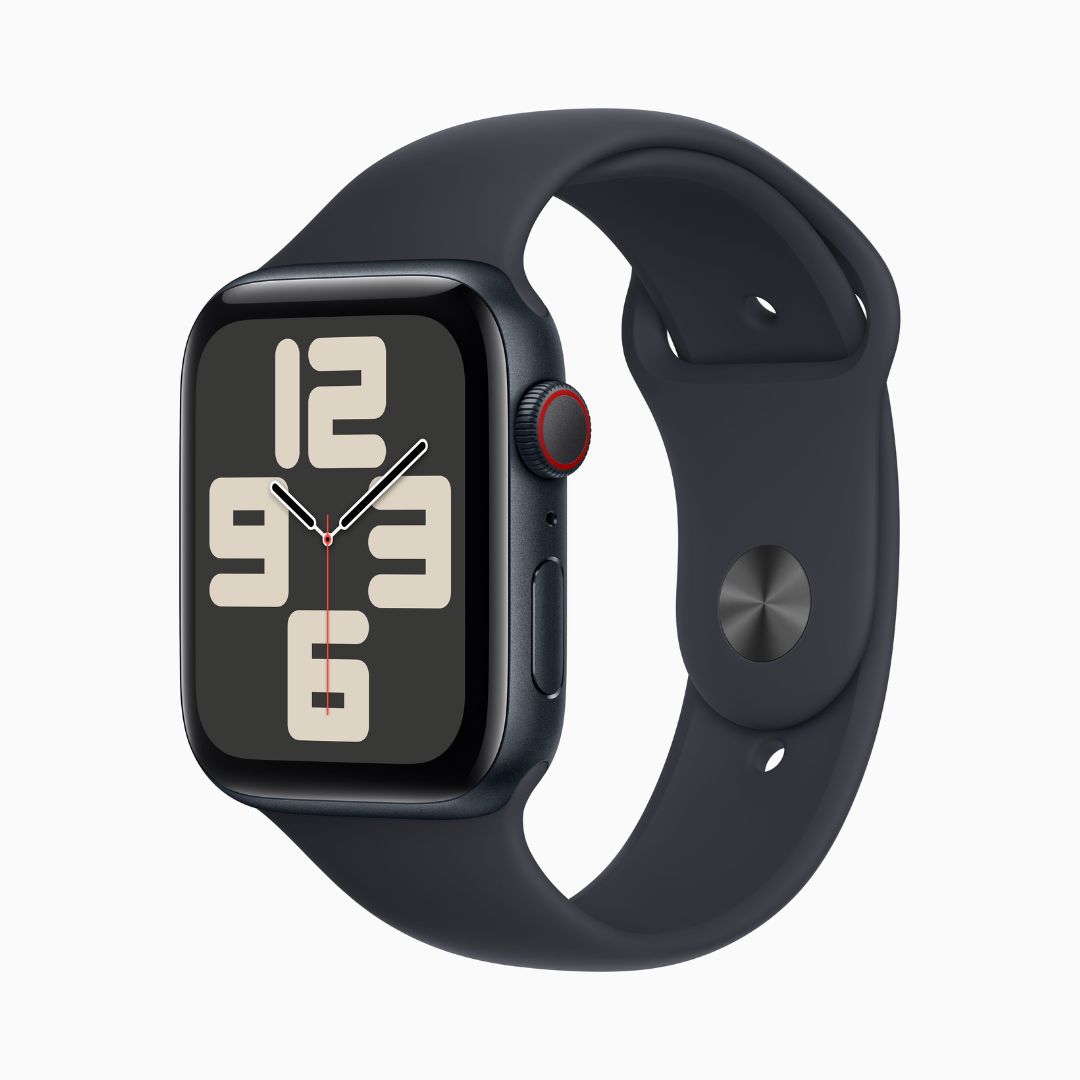 Apple Watch SE 2ª Wi‑Fi Bluetooth 5.3 • Caixa meia-noite de alumínio – 44 mm • Pulseira esportiva meia-noite
